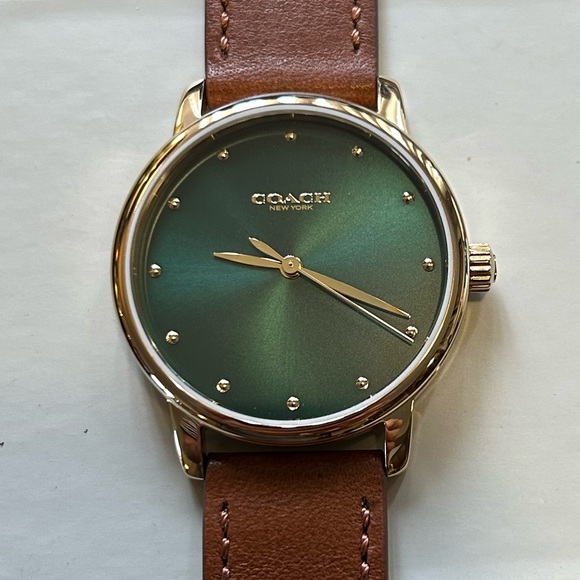 Coach Grand Watch With 36mm Green Face & Purple Tone Leather Band - Picture 2 of 5